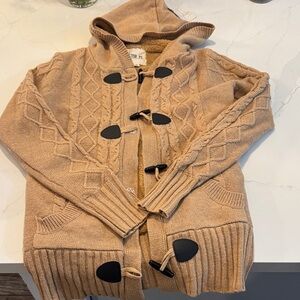 Tan Hooded Toggle Cardigan